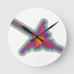 Nazca Hummingbird Peru Zeichnend Runde Wanduhr