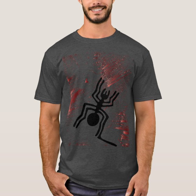 Nazca Lines Geoglyphen - Ancient Black Spider T-Shirt (Vorderseite)