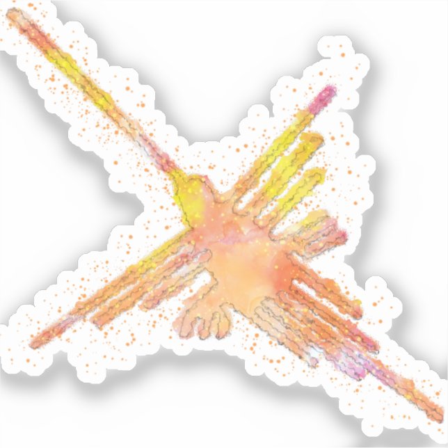 Nazca Lines Hummingbird Aquarell drucken Aufkleber (Vorderseite)