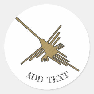 Nazca Lines Hummingbird Imitate Stickerei drucken Runder Aufkleber