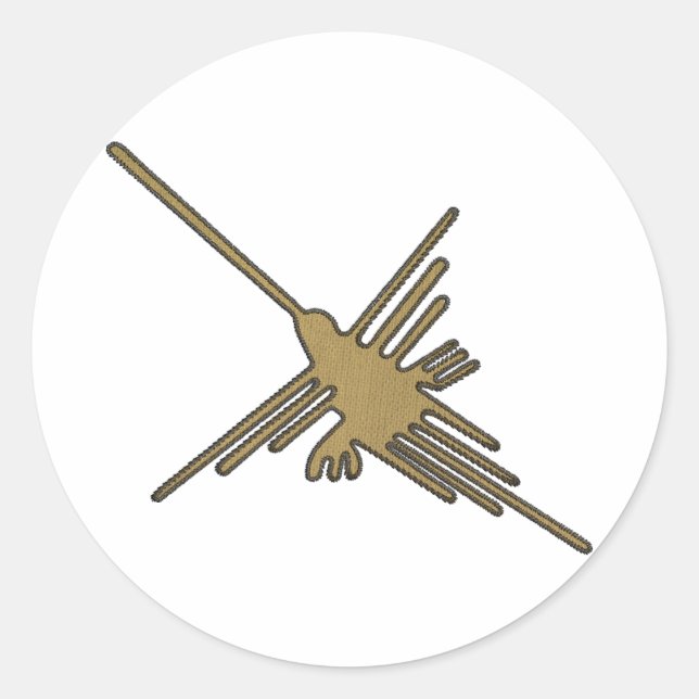 Nazca Lines Hummingbird Imitate Stickerei drucken Runder Aufkleber (Vorderseite)