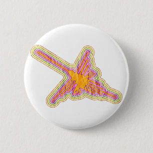 Nazca Lines Hummingbird mit zerknittertem Papieref Button