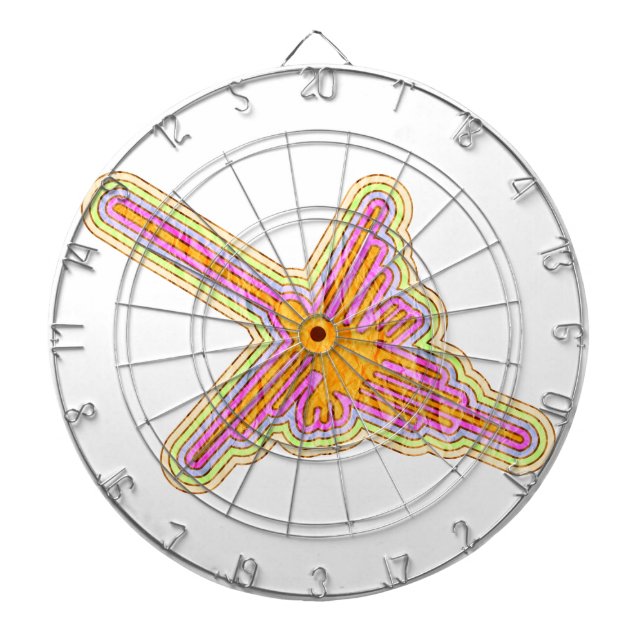 Nazca Lines Hummingbird mit zerknittertem Papieref Dartscheibe (vorne)