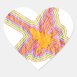 Nazca Lines Hummingbird mit zerknittertem Papieref Herz-Aufkleber