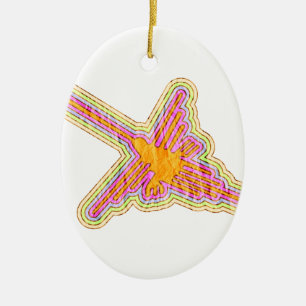 Nazca Lines Hummingbird mit zerknittertem Papieref Keramikornament