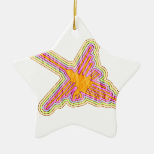 Nazca Lines Hummingbird mit zerknittertem Papieref Keramikornament