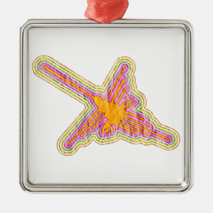 Nazca Lines Hummingbird mit zerknittertem Papieref Ornament Aus Metall