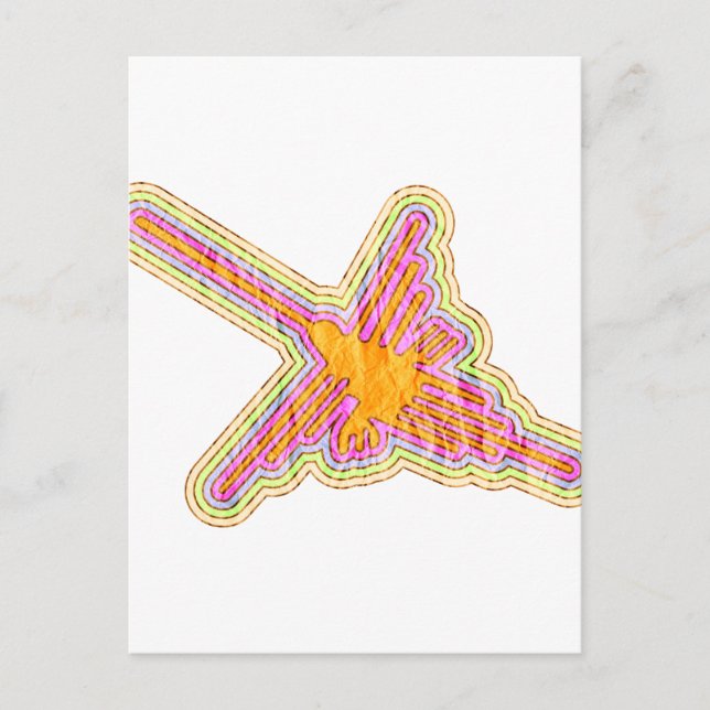 Nazca Lines Hummingbird mit zerknittertem Papieref Postkarte (Vorderseite)