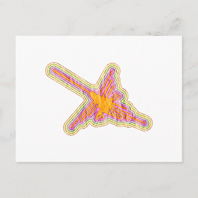 Nazca Lines Hummingbird mit zerknittertem Papieref Postkarte (Vorderseite)