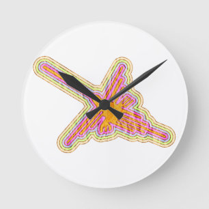 Nazca Lines Hummingbird mit zerknittertem Papieref Runde Wanduhr