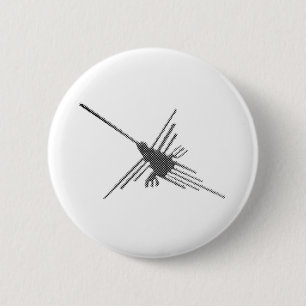 Nazca Lines Hummingbird Newsprint Button