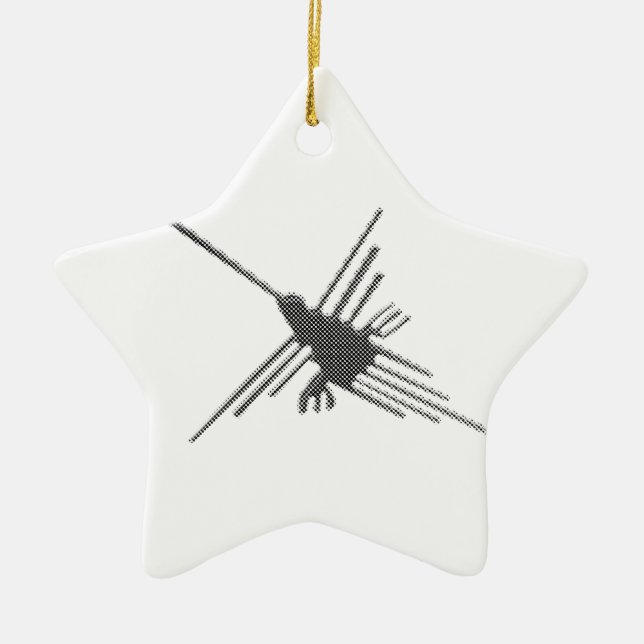 Nazca Lines Hummingbird Newsprint Keramik Ornament (Vorne)
