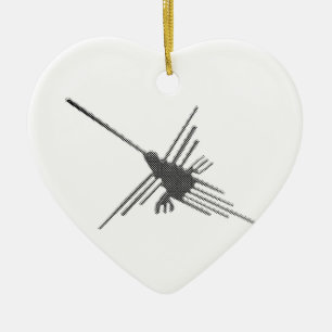Nazca Lines Hummingbird Newsprint Keramikornament