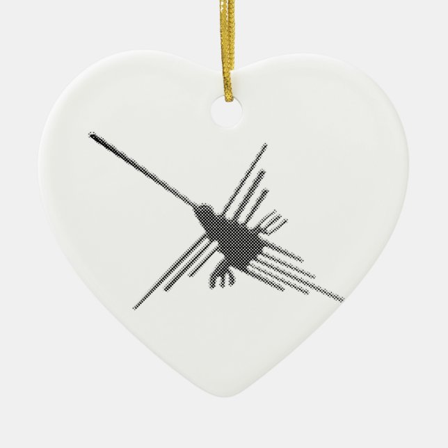 Nazca Lines Hummingbird Newsprint Keramikornament (Vorne)