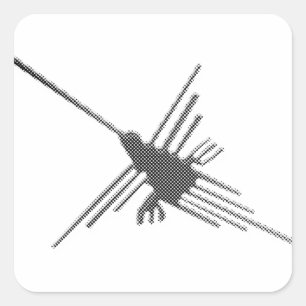 Nazca Lines Hummingbird Newsprint Quadratischer Aufkleber