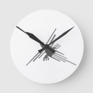 Nazca Lines Hummingbird Newsprint Runde Wanduhr