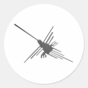 Nazca Lines Hummingbird Newsprint Runder Aufkleber