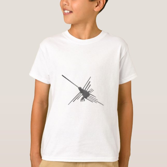Nazca Lines Hummingbird Newsprint T-Shirt (Vorderseite)
