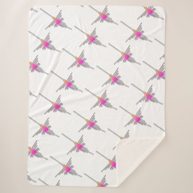Nazca Lines Hummingbird Pattern Sherpadecke (Vorderseite)