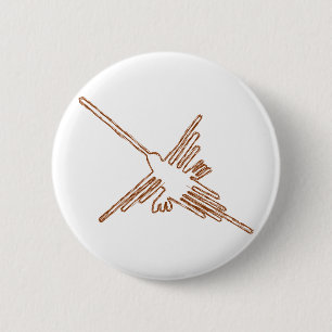 Nazca Lines Hummingbird Sketch Button