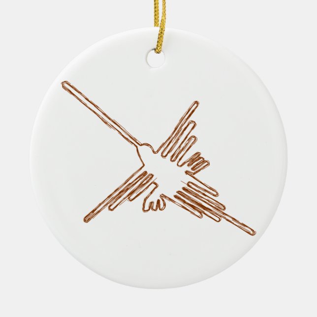 Nazca Lines Hummingbird Sketch Keramik Ornament (Vorne)