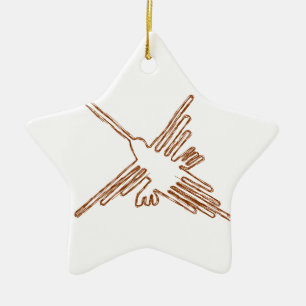 Nazca Lines Hummingbird Sketch Keramik Ornament