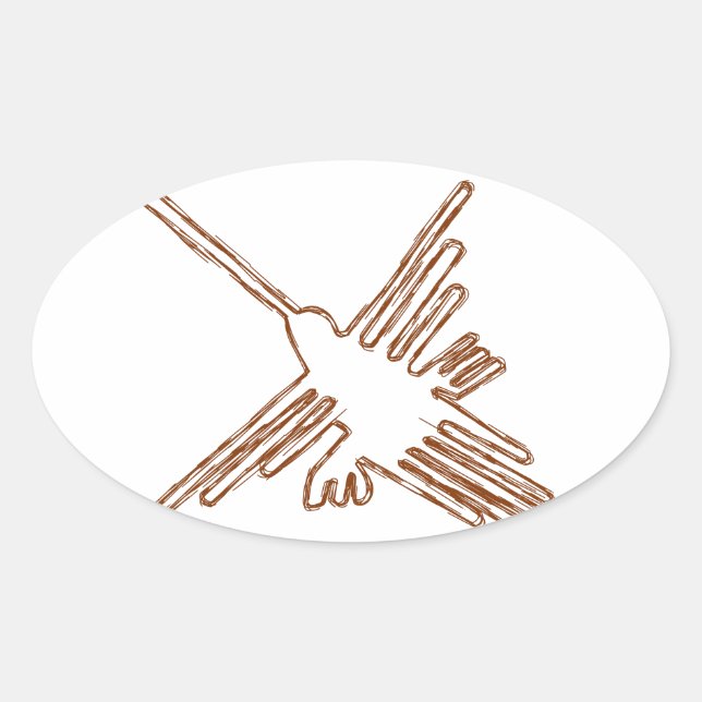 Nazca Lines Hummingbird Sketch Ovaler Aufkleber (Vorderseite)
