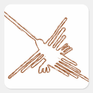 Nazca Lines Hummingbird Sketch Quadratischer Aufkleber