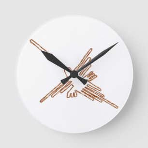 Nazca Lines Hummingbird Sketch Runde Wanduhr