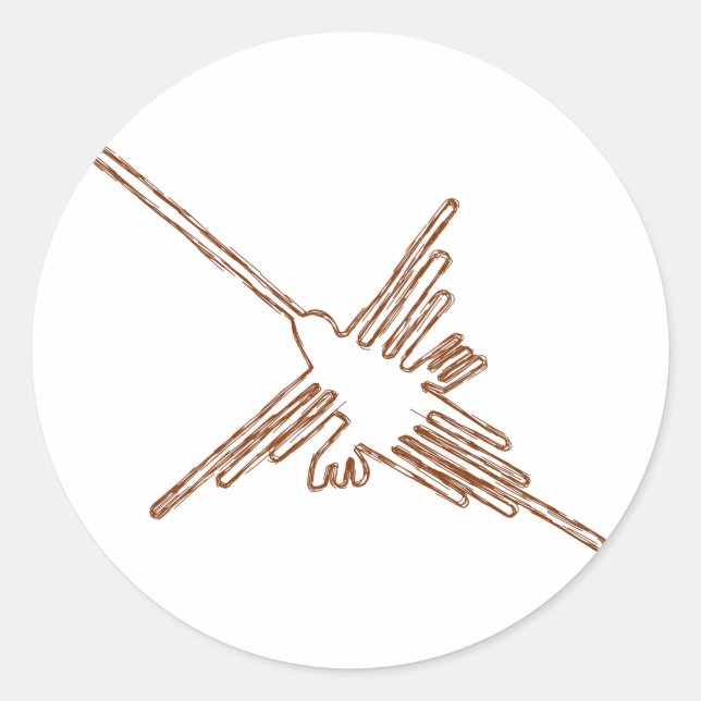 Nazca Lines Hummingbird Sketch Runder Aufkleber (Vorderseite)