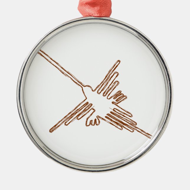 Nazca Lines Hummingbird Sketch Silbernes Ornament (Vorne)