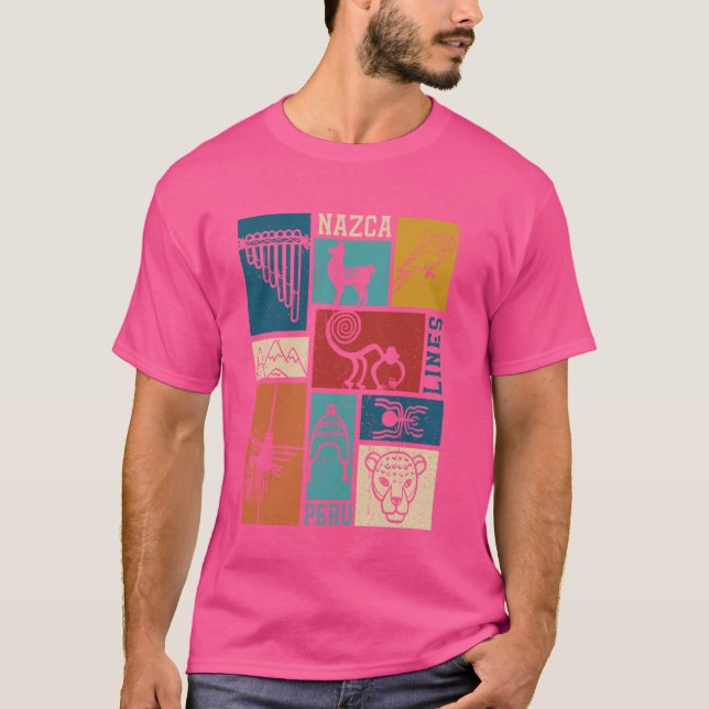 Nazca Lines - Peru Geoglyph Affenastronaut Spide T-Shirt (Vorderseite)