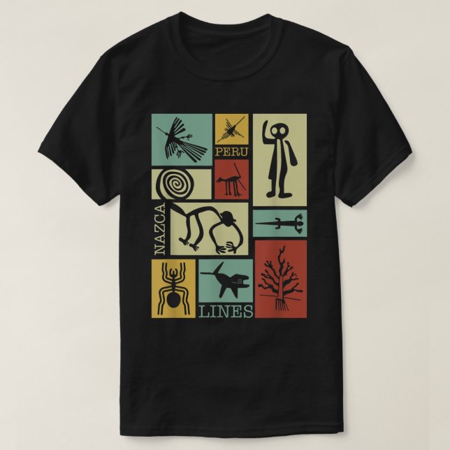 Nazca Lines - Peru Geoglyph Affenastronaut Spide T-Shirt (Design vorne)