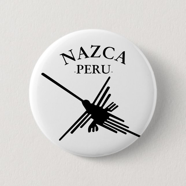 Nazca Peru Hummingbird mit geschwungenem Text Button (Vorderseite)