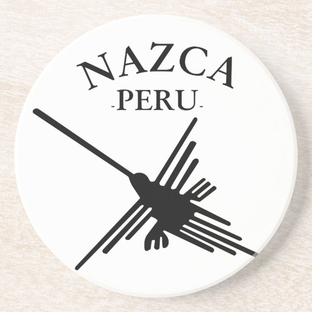 Nazca Peru Hummingbird mit geschwungenem Text Sandstein Untersetzer (Vorne)