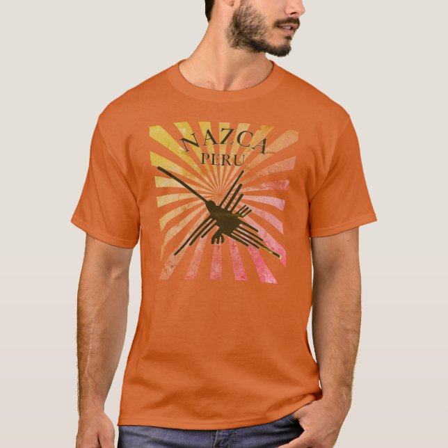 Nazca Peru Hummingbird Retro Sunset T-Shirt (Vorderseite)