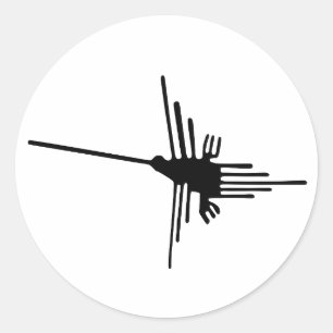 Nazca Vogel uraltes Symbol peru Geoglyplinien Runder Aufkleber