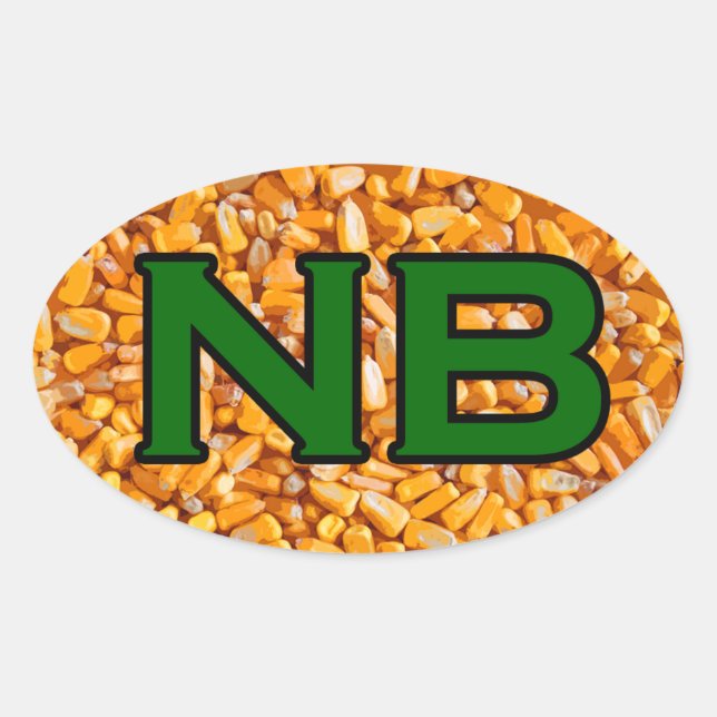 NB - Nebraska USA Oval Logo (Mais) Ovaler Aufkleber (Vorderseite)