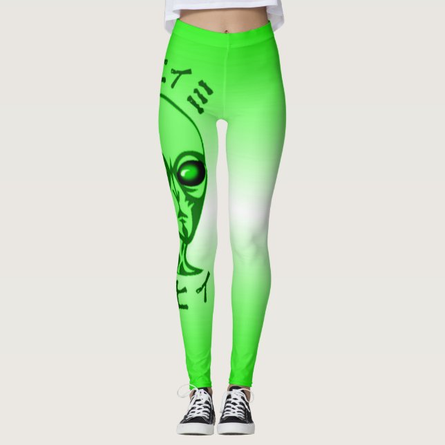 NBK Neonalien-Liebe-Schwarz-Licht-Rave Leggings (Vorderseite)