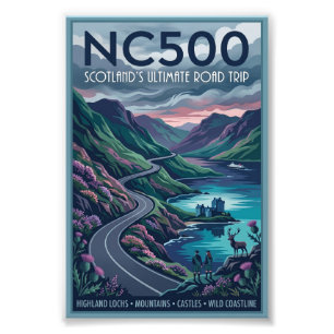 NC500 Schottlands ultimative Roadtrip-Reiseplakat Fotodruck