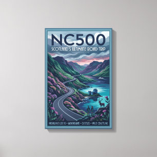 NC500 Schottlands ultimative Roadtrip-Reiseplakat Leinwanddruck