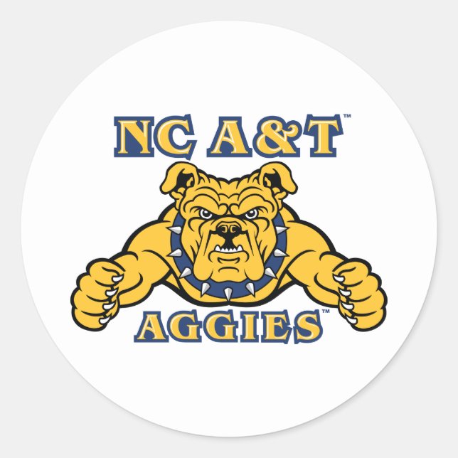 NC A&T Aggies | Aggie Bulldog Runder Aufkleber (Vorderseite)
