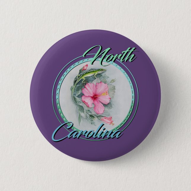 NC Anole & Hibiskus Button (Vorderseite)