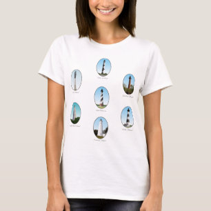 Nc-Leuchttürme kombinierte zwei T-Shirt