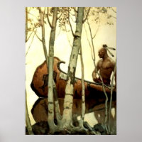 NC Wyeth Historienmalerei Indianisches Kanu #2