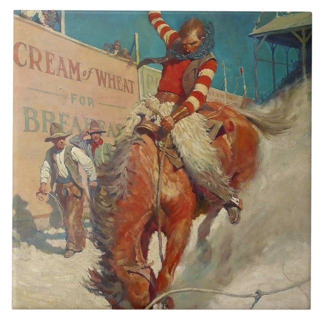 NC Wyeth Historisches Gemälde "The Rodeo" Fliese (Vorderseite)