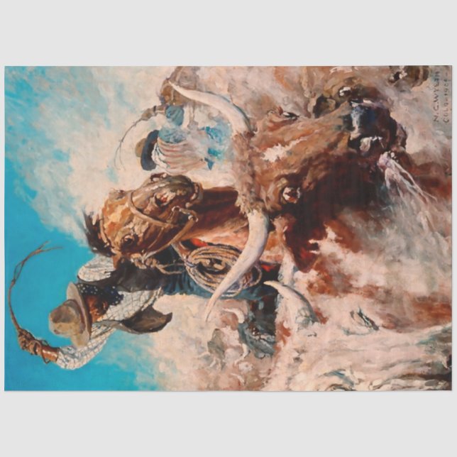 NC Wyeth Painting "Cutting Out" Seidenpapier (Vorderseite)