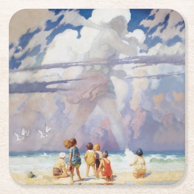 NC Wyeth The Giant Artwork Beach Coastal Rechteckiger Pappuntersetzer (Vorderseite)