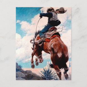 NC Wyeth Western Malerei "Bucking" Postkarte