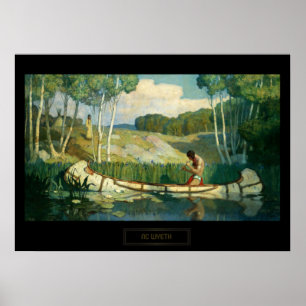 NC Wyeth Western Malerei indische Liebe Anruf Poster